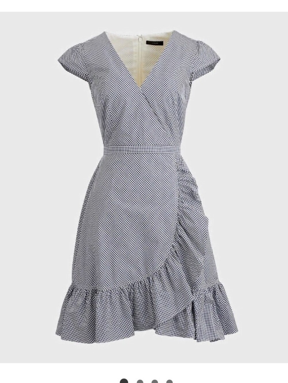 J. Crew Faux Wrap Minidress In Navy Gingham Cotton Poplin In And White Size 4
